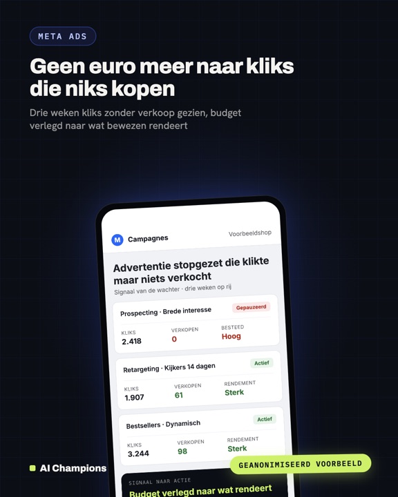 Voorbeeldkaart Meta Ads: geen euro meer naar kliks die niks kopen